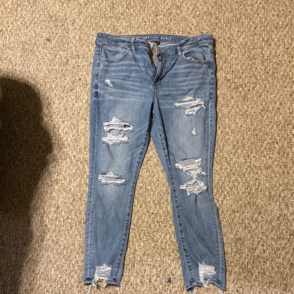 American Eagle Outfitters Women's Ripped Skinny Jeans - Blue